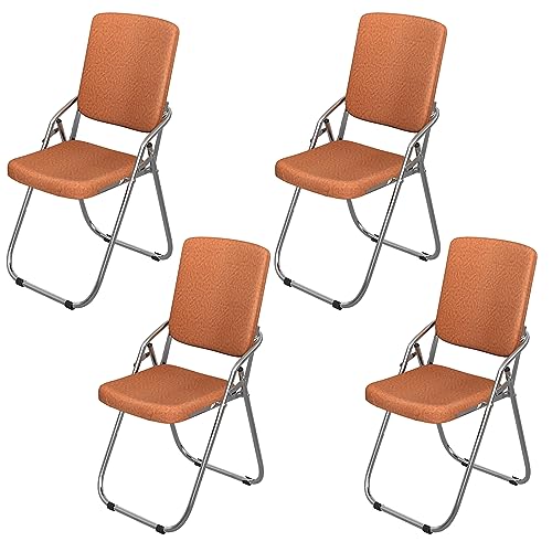 Chleby 4er Klappstuhl Besucherstuhl Klappstuhl mit Lederbezug Klappbare Esszimmerstühle sind geeignet für Küche, drinnen, draußen, Konferenzraum orange von Chleby
