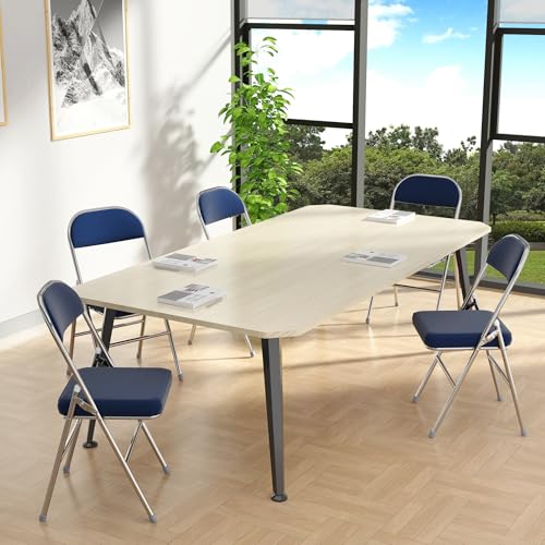 Chleby 4er Set Bequemer Klappstuhl Küche aus Leder Klappstühle Besucherstuhl mit Dickes Kissen Klappbare Esszimmerstühle sind geeignet für Küche, drinnen, draußen, Konferenzraum Dunkelblau von Chleby