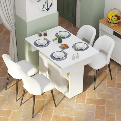 Chleby 4er Set Esszimmerstühle aus Samt weicher und bequemer Esszimmerstuhl Küchenstuhl mit Metallbeinen für Esszimmer/Wohnzimmer Weiß von Chleby