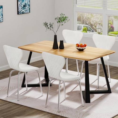 Chleby 4er Set Esszimmerstuhl Küchenstühle mit Metallbeinen Esszimmerstühle aus Samt Polsterstuhl Wohnzimmerstühle Gepolsterter Stapelstuhl für Esszimmer, Wohnzimmer, Küche Weiß von Chleby