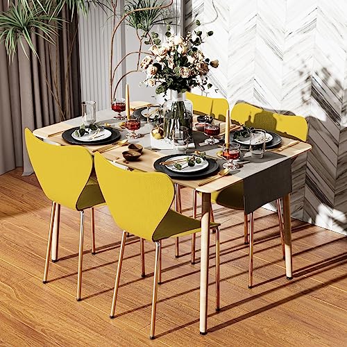 Chleby 4er Set Esszimmerstuhl Plastikstuhl Stuhl Esszimmerstühle Wohnzimmerstühle Stühle aus Polypropylen-Kunststoff Stapelstuhl für das Esszimmer Kunststoff Geeignet für Esszimmer, Wohnzimmer Gelb von Chleby