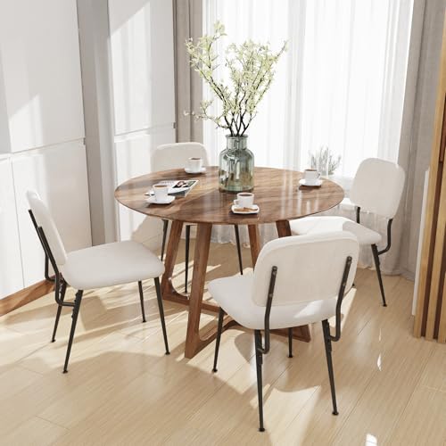 Chleby 4er Set Esszimmerstuhl aus Samt Stuhl mit Rückenlehne Esszimmerstühle mit Metallbeinen Wohnzimmerstühle Küchenstühle für Esszimmer, Küche，Wohnzimmer Weiß von Chleby