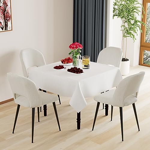 Chleby 4er Set Gestreifter Esszimmerstuhl aus Stoff Weicher und Bequemer Esszimmerstuhl Küchenstühle für Esszimmer/Wohnzimmer Weiß von Chleby