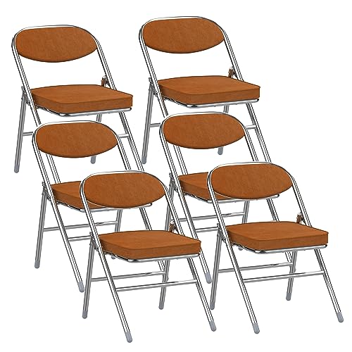 Chleby 6 Klappstuhl Besucherstuhl Klappstuhl mit Stoffbezug Klappbare Esszimmerstühle sind geeignet für Küche, drinnen, draußen, Konferenzraum Rotbraun… von Chleby