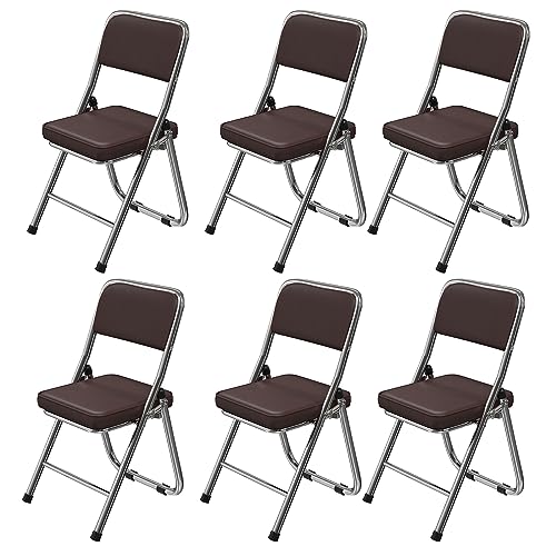 Chleby 6 Set Bequemer Klappstuhl Küche Leder Klappstühle Besucherstuhl mit Gepolstert Klappbare Esszimmerstühle sind geeignet für Küche, drinnen, draußen, Konferenzraum Schwarz lila von Chleby