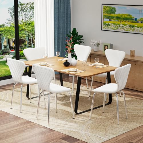 Chleby 6 Set Esszimmerstuhl aus Samt Stuhl Esszimmerstühle Wohnzimmerstühle Küchenstühle Stapelstuhl für Esszimmer, Küche，Wohnzimmer Weiß von Chleby