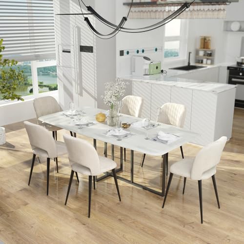 Chleby 6er Set Esszimmerstühle aus Samt Komfortabel Küchenstühle Gepolstert Weicher und Bequemer Esszimmerstuhl für Esszimmer/Wohnzimmer/Küche Beige von Chleby
