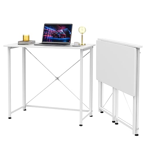 Chleby Schreibtisch Faltbar Tisch Faltbar Computertisch Portable Schreibtische Klappbar PC Tisch Weiß 80x45.5x74 cm von Chleby