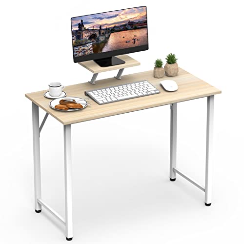 Chleby Schreibtisch für Computer, Schreibtisch, Computertisch, PC-Tisch, mit Halterung, Beige 100 x 50 x 75 cm von Chleby