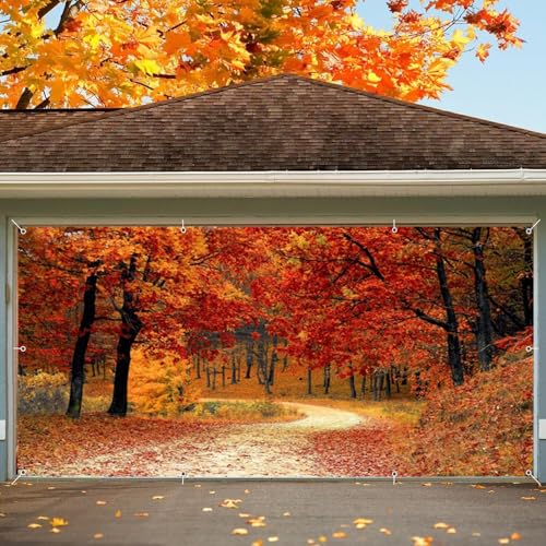 Garagentorabdeckung, Banner, 2,1 x 4,8 m, Herbst-rote Ahornblätter, Wald, Naturlandschaft, Erntedankfest, Garagentorabdeckung, Dekoration, Herbstlandschaft, Party, Banner, Urlaub, Outdoor Garagentorabdeckung, Banner, 2,1 x 4,8 m, Herbst-rote Ahornblätter, Wald, Naturlandschaft, Erntedankfest, Garagentorabdeckung, Dekoration, Herbstlandschaft, Party, Banner, Urlaub, Outdoor von ChloropLastid
