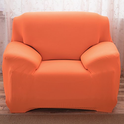 Chlove Sofabezug Elastische Sofa Abdeckung Sofaüberwurf Sesselhusse Stretchhusse in verschiedenen Größen und Farbe1 Sitz 90-140cm orange von Chlove
