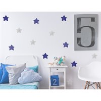 Marine/Grau Aquarell Stern Wandsticker Aufkleber | Blau Graue Sticker Kinderzimmer von ChobyWallArt