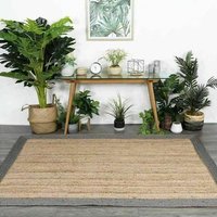 4x6 Ft Grauer Rand Beige Geflochtener Jute Teppich, Boho Home Decor Wohnzimmer Schlafzimmer Küche Teppich, Indain Teppich von ChoiceHomeRug