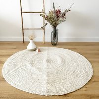 5x5 Ft Weißer Geflochtener Jute Runder Teppich, Boho Wohnkultur Unter Esstisch Bodenbereich Benutzerdefinierte Größe Wohnzimmer Schlafzimmer von ChoiceHomeRug