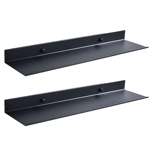 ChongKuan Wandregal Metall Schwarz Schweberegal Bilderleiste Küche Regalbrett Ablage Metallo Bad Regal Wand Schwebend Schmal Ohne Bohren Badezimmer Metallregal Floating Shelves (20CM) von ChongKuan