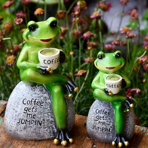 Deko Frosch Miniteich Für Draußen Garten Schwimmfrosch Brunnen Set Blumentopf Hänger Ornament Gartendeko Springbrunnen Teichdeko Schwimmdeko Mini Zubehör Gartenteich Dekorativer Dekoration (2) von ChongKuan