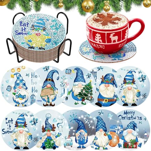 Diamond Art Painting Untersetzer Weihnachten Neu Christmas Coasters Untersetzerset Schneemann Acryl Erwachsene DIY (9) von ChongKuan