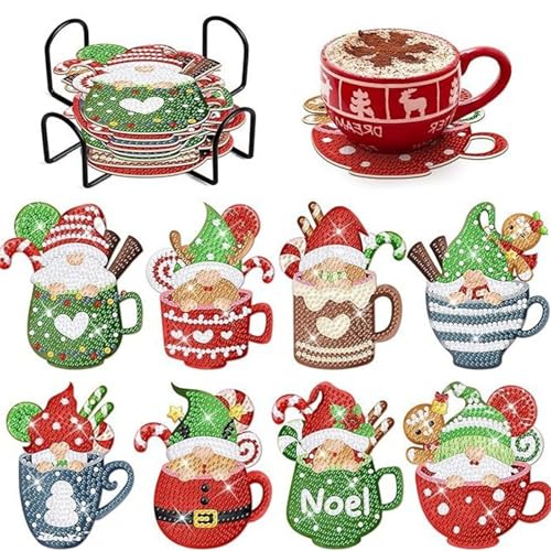 Diamond Painting Weihnachten Neu Untersetzer Art Christmas Coasters Untersetzerset Schneemann Acryl Erwachsene DIY (10) von ChongKuan