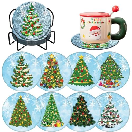 Diamond Painting Weihnachten Neu Untersetzer Art Christmas Coasters Untersetzerset Schneemann Acryl Erwachsene DIY (6) von ChongKuan