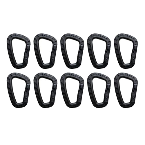 Kunststoff Karabiner Karabiner Kunststoff Karabiner Groß Materialkarabiner Karabinerhaken Kunststoff Plastik Schwarz Carabiner (10 Stück,Schwarz) von ChongKuan