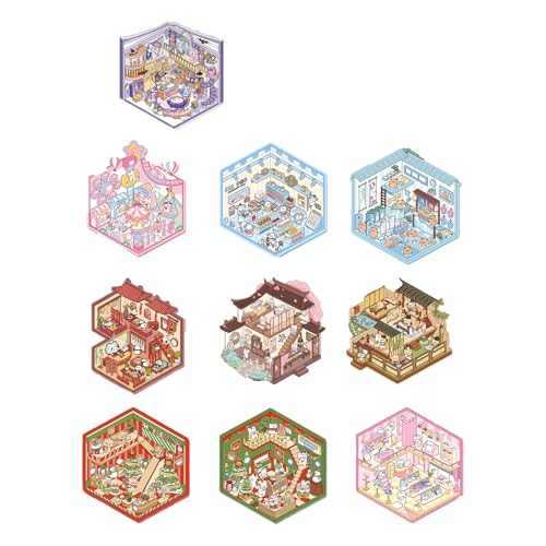 Sets Diy 3d House Stickers Haus Aufkleber Make Scenes for Hausaufkleber Fun Adults Miniature Zum Selbermachen Di-y (10-teiliges Set-8) von ChongKuan