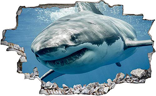 3D Look Wandtattoo 50x70 cm Wand Durchbruch Wandbild Sticker Aufkleber Wandaufkleber - Hai Shark von ChongYang