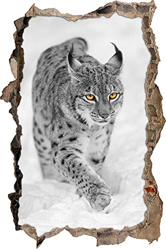 3D Wandtattoo Mauerloch Wandsticker Wandaufkleber Durchbruch selbstklebend Schlafzimmer Wohnzimmer Kinderzimmer - prächtiger Luchs in,Größe:60x90 cm von ChongYang