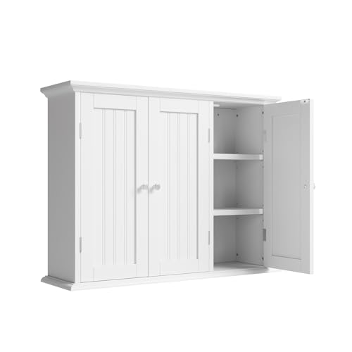 ChooChoo Badezimmer Wandschrank mit 3 Türen, Wäscheschrank Wandmontage, Medizinschrank mit verstellbaren Regalen, Hängender Küchenschrank Organizer, Weiß ChooChoo Badezimmer Wandschrank mit 3 Türen, Wäscheschrank Wandmontage, Medizinschrank mit verstellbaren Regalen, Hängender Küchenschrank Organizer, Weiß von ChooChoo