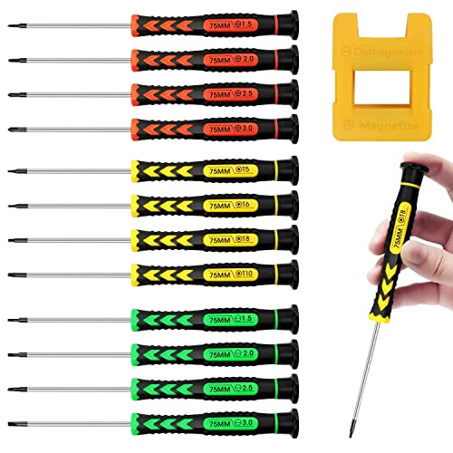 12 Stücke Schraubenzieher set, Mini Brillen Schraubendreher Magnetisch mit 1 Magnetisierer, 17cm Schraubenzieher mit dünner Spitze Schlitz/Kreuz/Kreuzschlitz/Torx, Schraubendreher für Uhren Phone 12 Stücke Schraubenzieher set, Mini Brillen Schraubendreher Magnetisch mit 1 Magnetisierer, 17cm Schraubenzieher mit dünner Spitze Schlitz/Kreuz/Kreuzschlitz/Torx, Schraubendreher für Uhren Phone von Choonjin