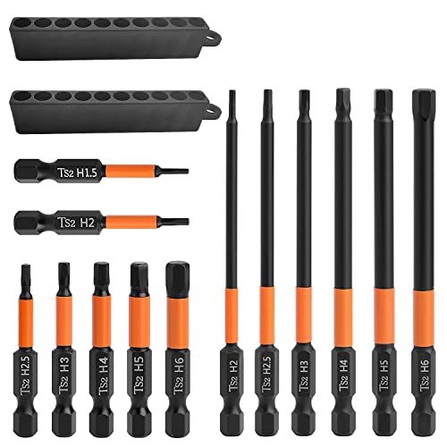 15 Stück Magnetischen Sechskantkopf Bohrer Bit Set, 1/4'' Langbits Set, Stahl impact Hex bit Set, Verlängern Set, Geeignet für die mit Handbohrmaschinen (15) von Choonjin