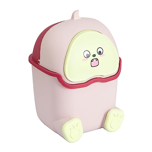 Cute Mülleimer Klein mit Deckel, Kinder Tischmülleimer mit Deckel, Tisch Papierkorb, Mini Mülleimer, Tisch Mülleimer für Kinderzimmer, Den Waschtisch, 16 × 14 × 21.5 cm (Rosa) von Choonjin