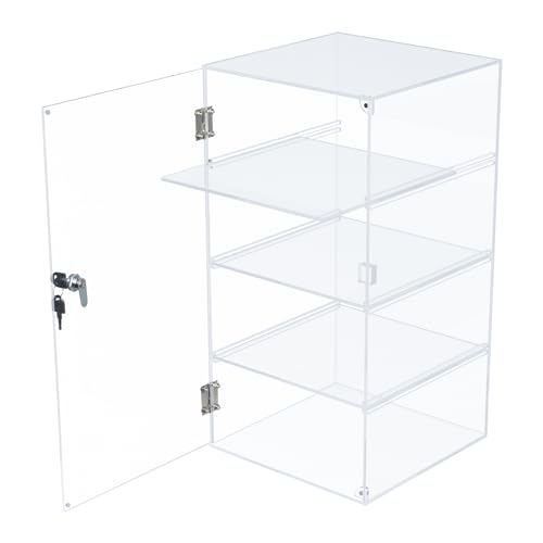 Choowin Acryl-Vitrine mit 4 Ablagen, mit Schlossschlüssel, transparente Vitrine mit abnehmbaren Regalen, sichere Aufbewahrung für Sammlerstücke, 22,9 x 22,9 x 48,3 cm von Choowin