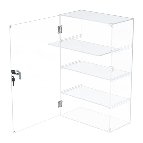 Choowin Acryl-Vitrine mit 4 Ablagen und Schlossschlüssel, transparente Vitrine mit abnehmbaren Regalen, sichere Aufbewahrung für Sammlerstücke, 30,5 x 15,2 x 48,3 cm von Choowin
