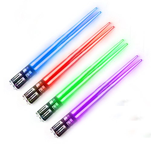 ChopSabers Lichtschwert LED leuchten Essstäbchen 4 Paar Rot Grün Blau Violett von ChopSabers