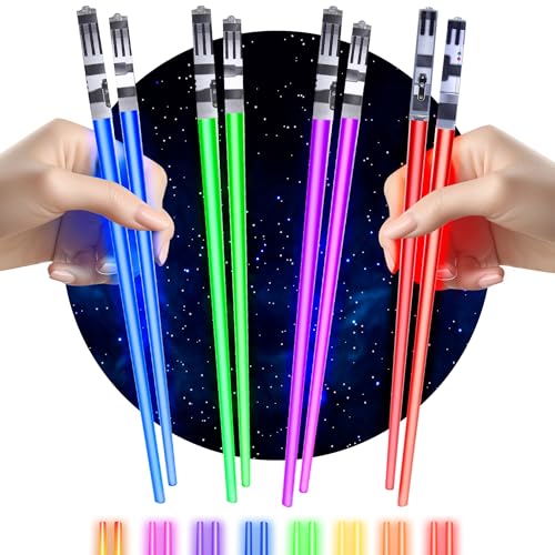 ChopSabers Lichtschwert LED leuchten Essstäbchen 4 Paar Rot Grün Blau Violett von ChopSabers