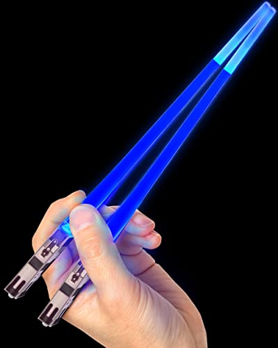 Lichtschwert-Essstäbchen, beleuchtete Säbel, LED, 1 Paar, Blau – Tipps zum Greifen von Lebensmitteln) von ChopSabers