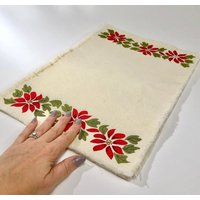 Vintage Weihnachtsstern-Weihnachtstischsets, 4Er-Set, Weihnachtstischdekoration Aus Baumwolle von ChosenKindVintage