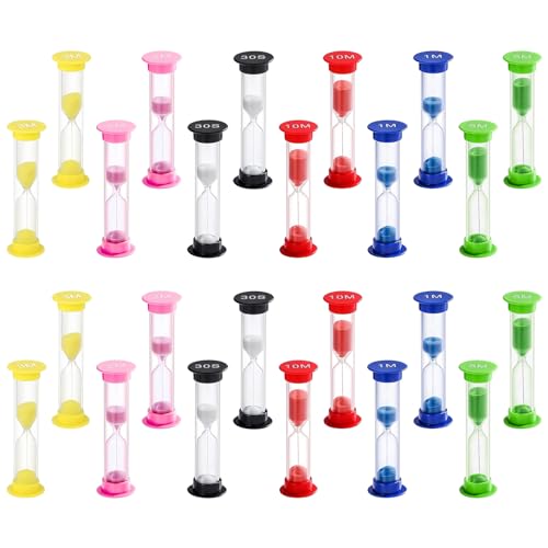 Chostky 24PCS Sanduhr Sanduhr Timer Bunte Sand Timer 30sec/1min /2mins/3mins/5mins/10mins für Kinder Klassenzimmer Spiel Haus Küche Büro von Chostky