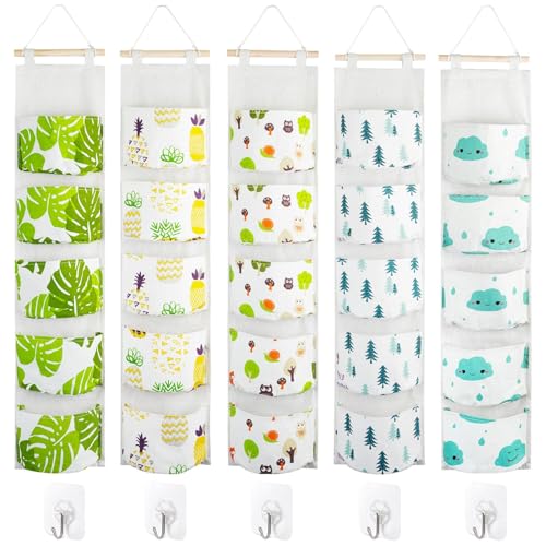 Chostky 5PCS Wandtasche zum Aufhängen, Wandschrank zum Aufhängen, Wandschrank zum Aufhängen, 5 Taschen über der Tür zum Aufhängen, Kleiderschrank zum Aufhängen mit 5 Haken für Zuhause (Style 1) von Chostky