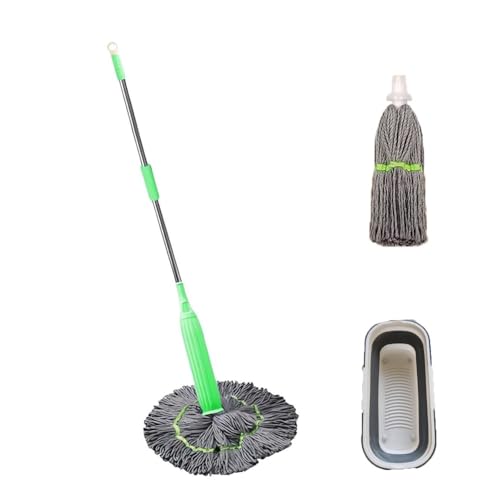 Chouliulian 2-in-1-Dehydrierungsmopp, selbstauswringender Twist-Mopp zur Bodenreinigung, selbstauswringender 360-Grad-Flachmopp mit abnehmbarem Edelstahlgriff, für Badezimmerboden, Wandbett(134cm) von Chouliulian