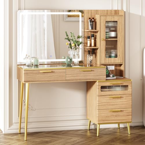 Chrangmay Eckschreibtisch mit Spiegel und Lichtern VT018 von Chrangmay