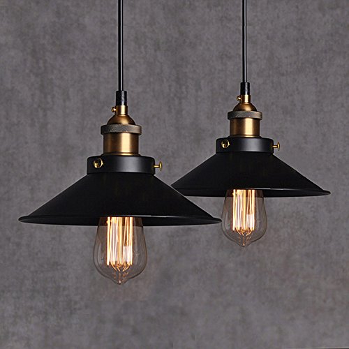 2Pcs Vintage Retro Pendelleuchte Lampenschirm Hängeleuchte Retro Deckenleuchte Lackiertem Edison Loft Eisen Regenschirm Lampenschirm Land Art Lampe für Esszimmer, Wohnzimmer, Restaurant von Chrasy