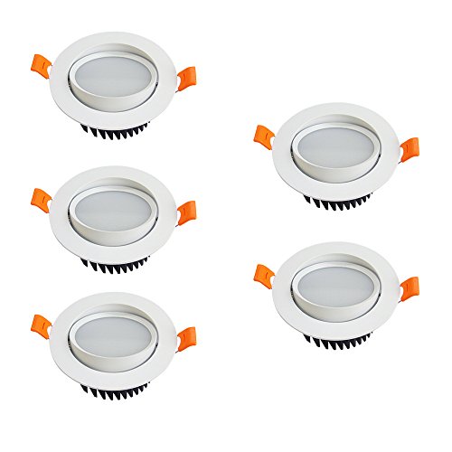 Chrasy 5er LED Einbaustrahler Set LED Einbaustrahler - Warmweiss 220V Weiss Schwenkbar - Einbauspots - Einbauleuchten (5W-Warmweiss-5er-Pack) von Chrasy