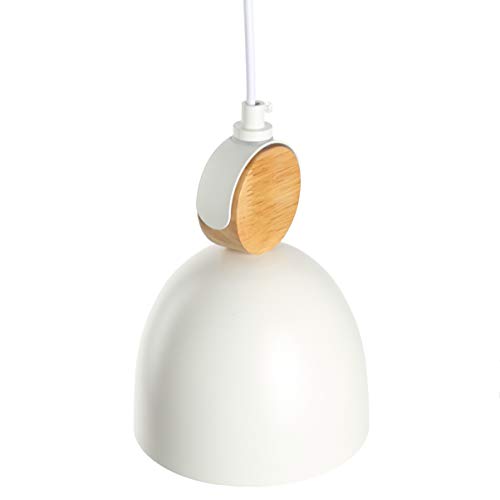 Chrasy E27 Modern Pendelleuchte Hängeleuchte Deckenleuchte Holz und Metall Lampenschirm für E27 Leuchtmittel und Ideal für Esszimmer, Wohnzimmer, Restaurant (Weiß) von Chrasy