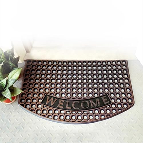 Chrasy Kokosnuss Rutschfester Eingangsmatte Fußmatte außen Stil Fußmatte außen Kokosnuss mit Muster Effektive Resistentes Gummi für Haustür, leicht zu reinigen - 49 x 79 cm (Golden) von Chrasy