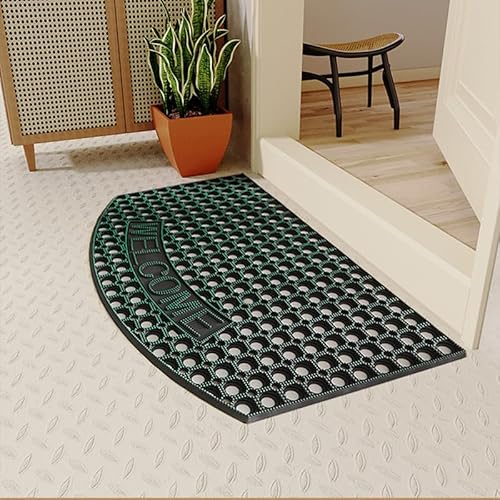 Chrasy Kokosnuss Rutschfester Eingangsmatte Fußmatte außen Stil Fußmatte außen Kokosnuss mit Muster Effektive Resistentes Gummi für Haustür, leicht zu reinigen - 49 x 79 cm (Grün) von Chrasy