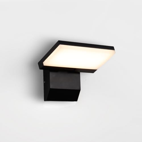 Chrasy Moderne LED Wandleuchte IP65 Rechteckig 18W Warmweiß 3000K Aluminium Innen/Außen für Wohnzimmer, Balkon, Eingang(Schwarz/Weiß) (Schwarz) von Chrasy