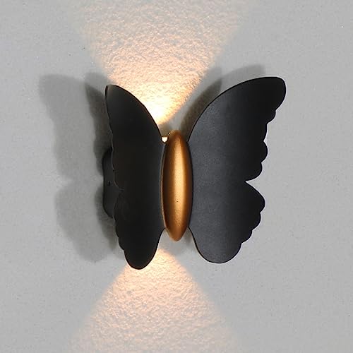 Chrasy Moderne LED Wandleuchte IP65 Metall Aluminium 6W Schwarz Schmetterling für Leuchtmittel von Chrasy