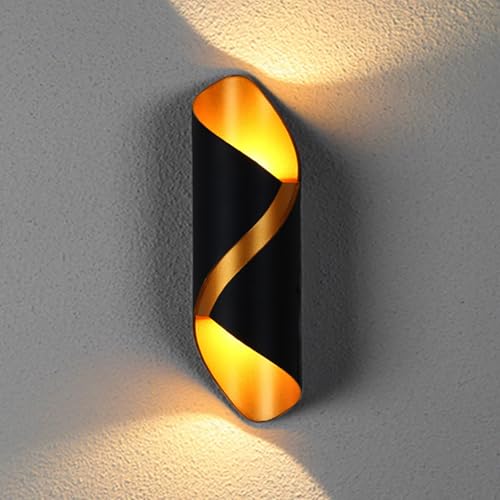 Chrasy Moderne LED Wandleuchten Wandleuchte Aussen IP65 Metall Schwarz Wandleuchte LED Aluminium Leuchtet LED 10W Spiralförmig Wandleuchte LED für LED Leuchtmittel von Chrasy