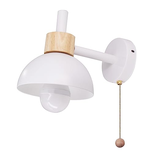 Chrasy Moderne Wandleuchten, E27-Sockel, Wandstrahler, Retro, Metallleuchter mit Zugschnurschalter, weiße Wandbeleuchtung für Schlafzimmer, Wohnzimmer, Dachboden, Veranda, Flur von Chrasy